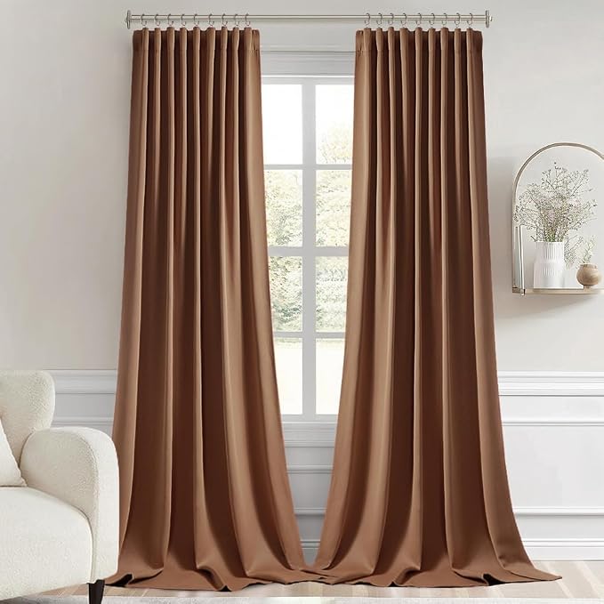 MIULEE Back Tab Blackout Curtains 120 Inch Long 2 Panels Set