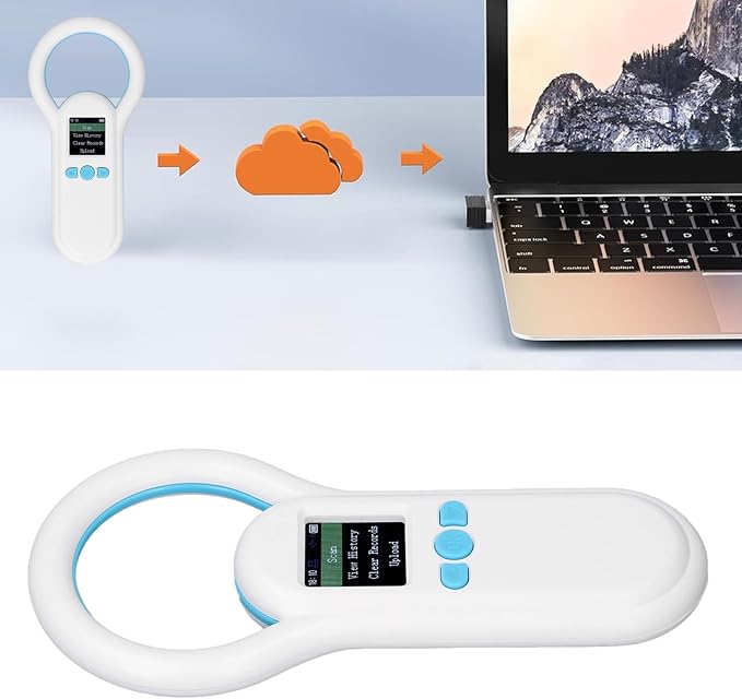 Alomejor S20 Pet Microchip Scanner, ABS Material, Fast Recognition for Dogs Cats with 1.44 Inch Display and USB Upload for Animal Management