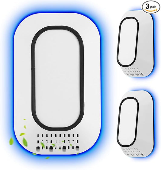 Plug in Air Ionizers 3-Pack, Negative Ion Air Purifier with Ice Blue Light, 2W Ultra-Low Energy Ionic Air Purifiers for home Bedroom Office Bathroom(3)