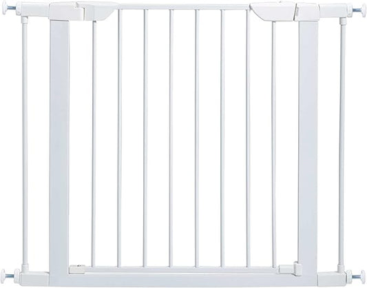 MidWest Homes for Pets 29-Inch High Walk-Thru Pressure Mounted Steel Dog Gate, Expands to 38 Inches Wide, Includes 3-inch Extensions, White