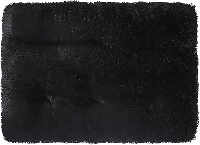 Dog Crate Mat, Dog Bed for Large Dogs, Comfy Fluffy Kennel Pad Anti-Slip for Dog beds & Furniture, Quilted Dog Bed for Pets for Medium/Small Dogs Cats (Color : Black, Size : 20x14.9)