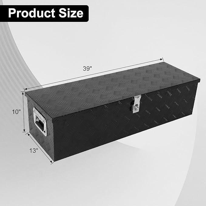 confote 39 Inch Truck Tool Box Aluminum Stripes Truck Bed Tool box for Truck,Pickup,RV,Trailer,Waterproof Storage Organizer with Side-Handles,Lock and Keys-Black