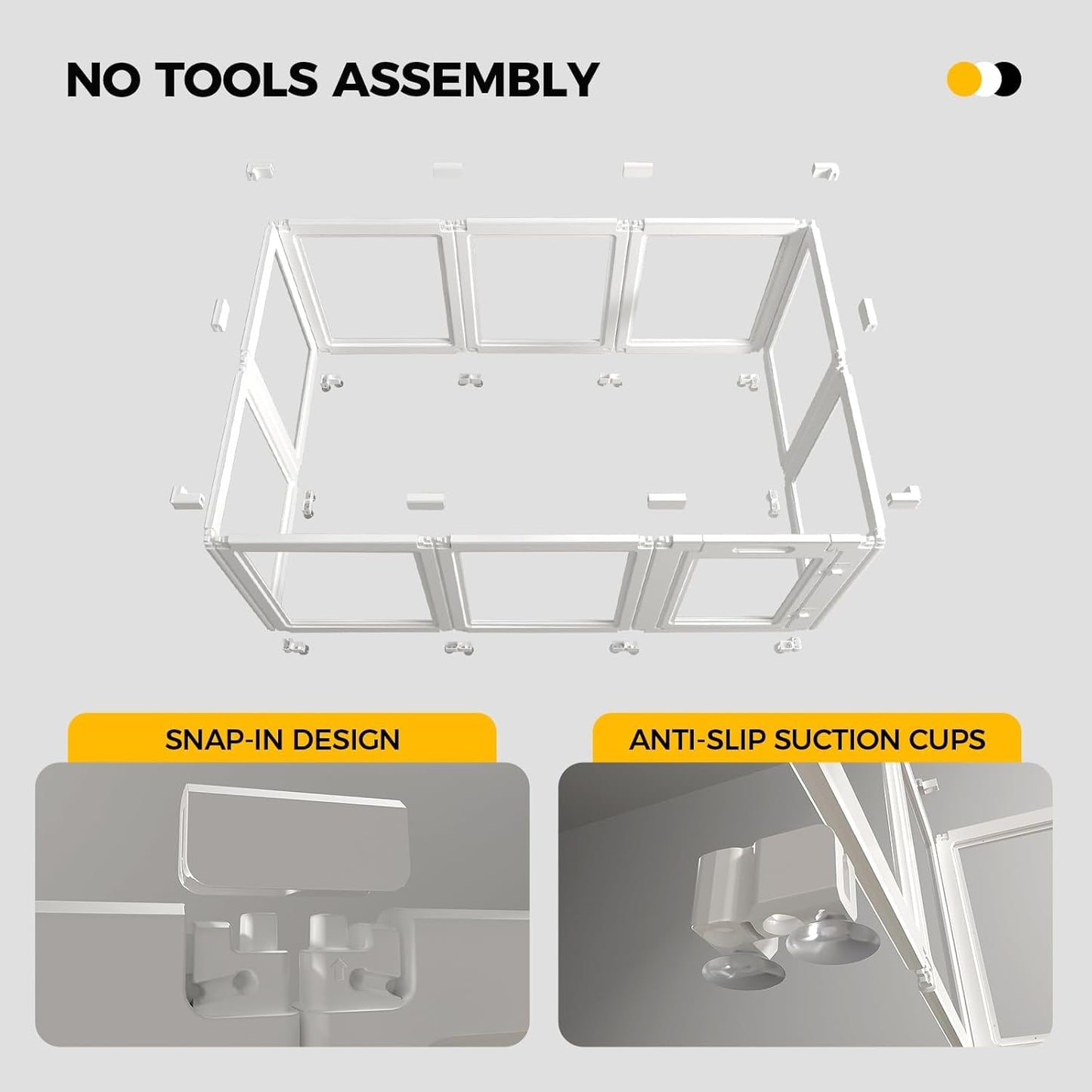 Clear Acrylic Plastic Dog Playpen - Clear Dog Play Pen - Easy Assemble Acrylic Dog Playpen - Puppy Playpen, Cat Playpen, Small Animal Playpen, Dog Play Pen Indoors (White, 23.6“ H, 10PCS)