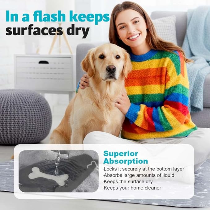 Puppy Pads for Dogs, 2026 New Washable Puppy Pads with Pheromones, Pee Pads for Dogs & Cats, Durable Leak-Proof & Anti-Slip Pet Training Pads for Home & Travel, Reusable (Grey, 31.5" x 35.4")