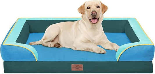 Comfort Expression Orthopedic Dog Bed for Extra Large Dogs 42x30 Inch, Waterproof Egg Crate Foam XL Pet Bed with Removable Bolsters, Dog Couch with Washable Cover & Non-Slip Bottom, Dallas