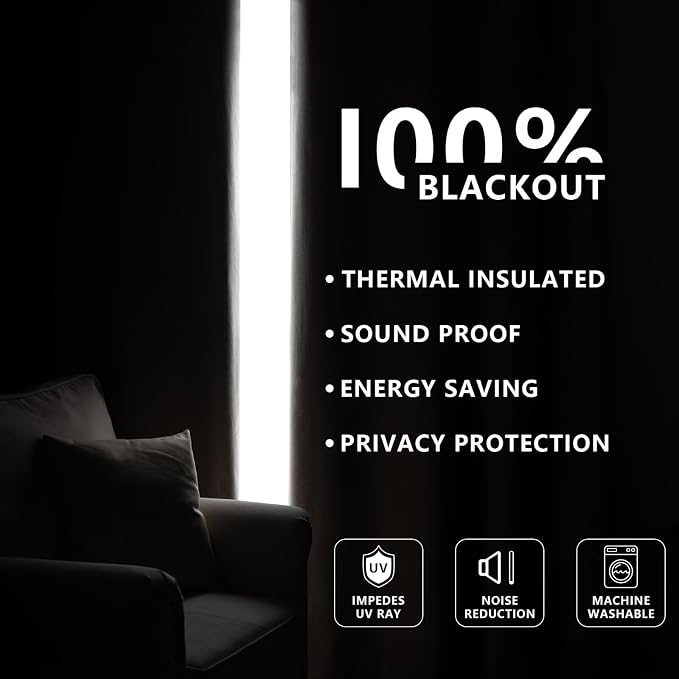 IGEMAEVE 100% Blackout Curtains 108 Inches Long