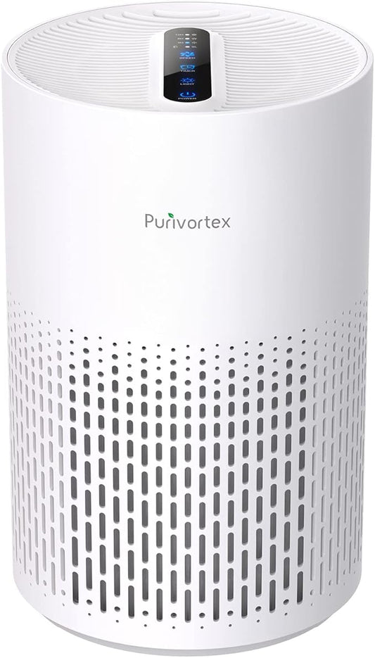 Purivortex Air Purifiers for Home, Quiet HEPA Air Filter for Pollen, Smoke, Dust, Pet Dander, Odor, Hair, Covers Up to 880 Sq Ft, PX500 White