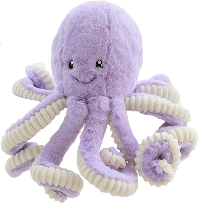 Fluffy Octopus Stuffed Animal Hugging Pillow Plush Toy Doll Purple,15.7Inch | Sweet Smile Face | 8 Springy Tentacles | No Loose Parts | Machine-wash | Safe Polyester Fill | Sturdy Stitched | Ideal Gift