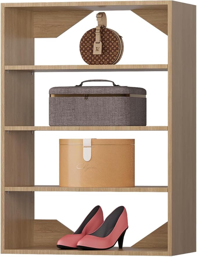 Short Tower Closet Unit, Modular Closet System, Wood Closet System Organizer with Storage for Walk In Closets, Clothing Rack Wardrobe for Hanging Clothes, Bedroom, Wood, 31.5"W