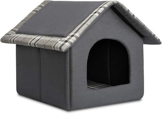 Hollypet Cozy Pet Bed Warm Cave Nest Sleeping Bed Puppy House for Cats and Small Dogs, Gray