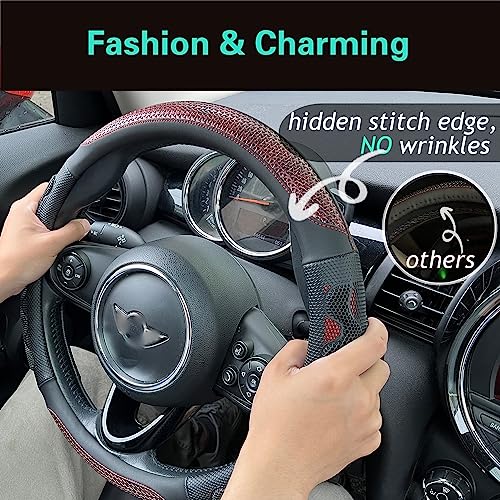 PINCTROT Small Size Steering Wheel Cover Great Grip with 3D Honeycomb Anti-Slip Design, 14 Inch (Wine Red) - color: 1.Wine Red, size: Small Size[14''-14 1/4'']