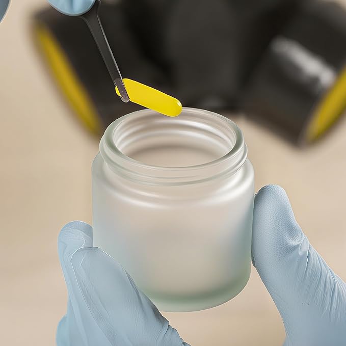 4oz Jars with Lids, Hoa Kinh 12 Pack Frosted Glass Jars with Lids Empty Cosmetic Containers Round Airtight Glass Jar with Inner Liners and Woodgrain Lid for Storing Lotions, Powders, and Ointments