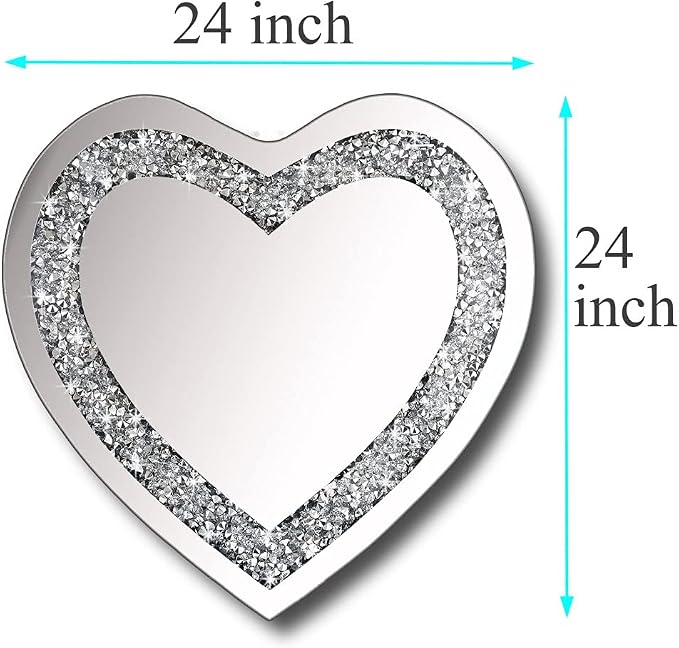 DMDFIRST Crystal Crush Diamond Heart Shaped Silver Mirror