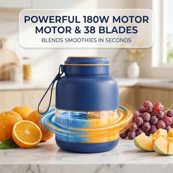 Portable Wireless Juicer Cup, 28/45Oz 180W 38 Blades USB Rechargeable Blender, Dual Lid Leakproof Compact Travel Juicer Cup for Shakes Fruits Vegetables Office Outdoor (White-800ml)