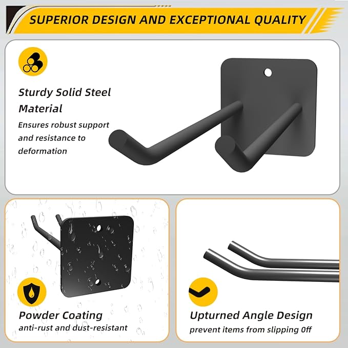 Garage Storage Hooks Heavy Duty Steel Tool Organizer Wall Mount Hangers Hooks Racks for Ropes Hoses and Garden Yard Tools Organization Holder Bulk Items Hanging Tool 9 Inch 4 Pack Holds 280 Pounds