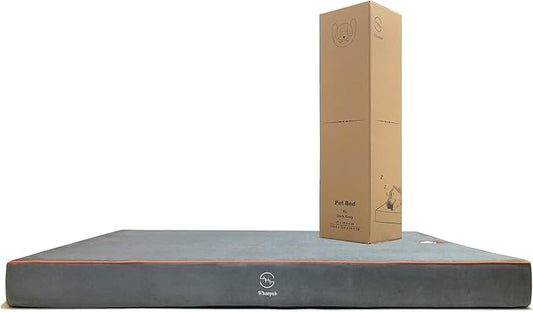 Hard-Wearing Orthopedic Dog Bed for Crate, 47x29 Inch, Made of Memory and HR Foam, Two-Sided Use, Providing Soft and Relatively Hard Support, with an Extra Inner Waterproof Protector (Gray)