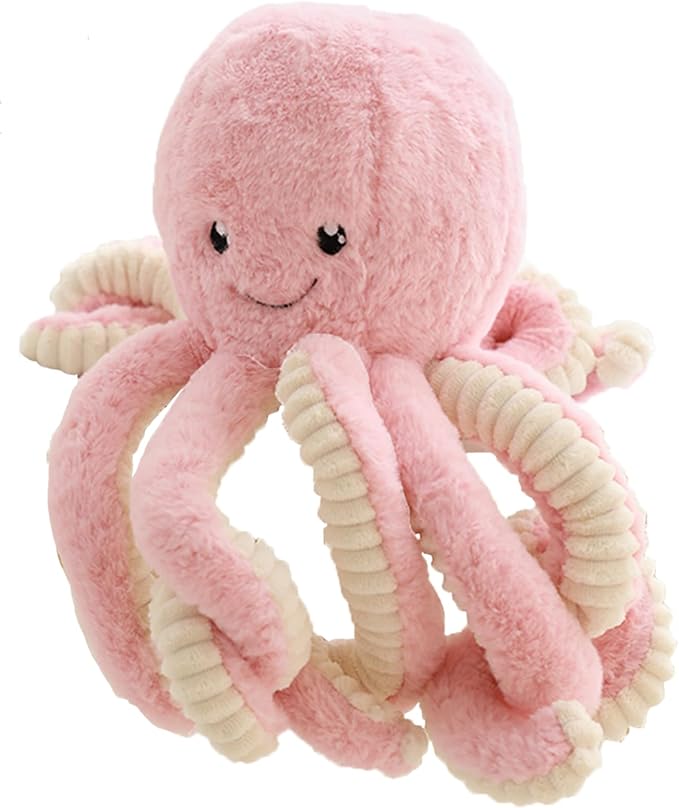 Fluffy Octopus Stuffed Animal Hugging Pillow Plush Toys Doll Pink,23.6Inch | Sweet Smile Face | 8 Springy Tentacles | No Loose Parts | Machine-wash | Safe Polyester Fill | Sturdy Stitched | Ideal Gift