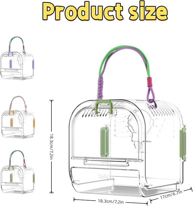 Portable Plastic Bird Cages，Travel Bird Cage,Lightweight Waterproof Ventilated Small Bird Cage,Outdoor Use Easy to Carry,for Small Birds, Budgies and Pet Birds (Purple, B)