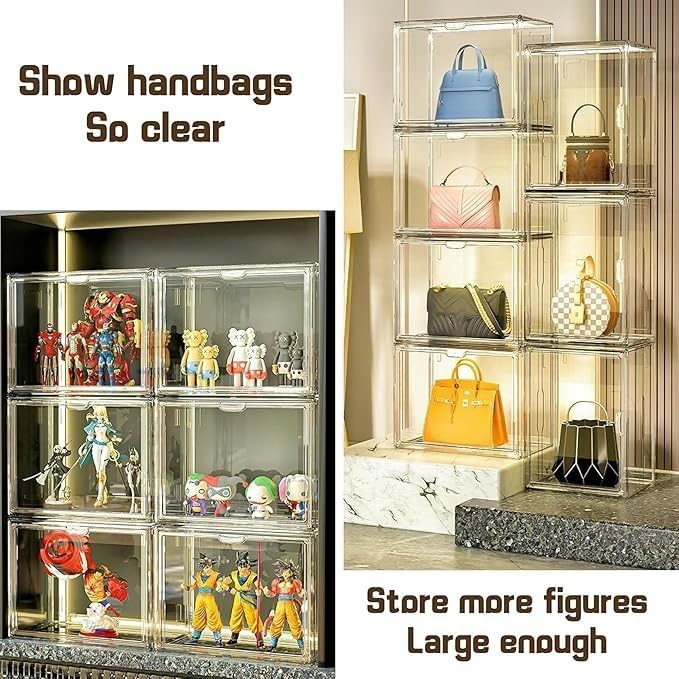 Clear Stackable Display Case with Magnetic Door, X-Large