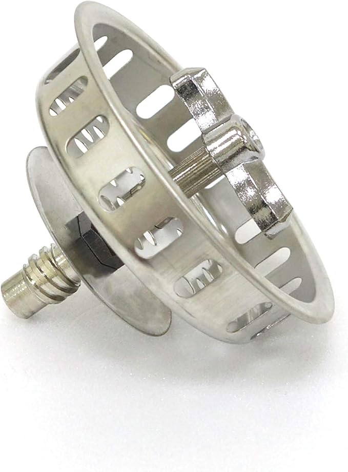 Twist Lock Basket Strainer Replacement (Premium 304 Stainless Steel Construction) for 3-1/2" Spin and Seal Drains W/Threaded Stopper Function-VARNAHOME