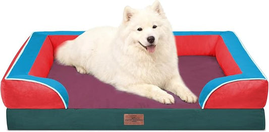 Comfort Expression Orthopedic Dog Bed for Large Dogs 36x27 Inch, Waterproof Egg Crate Foam Large Pet Bed with Removable Bolsters, Dog Couch with Washable Cover & Non-Slip Bottom, San Francisco