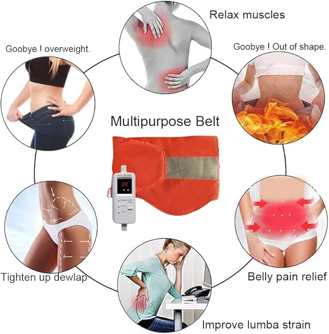 Electric Heating Massager Belt with Hot Compress Vibration,Massage for Abdominal Back Lumbar Stomach Pain Relief,Waist Trimmer Fitness Home Exercise, Fitness Equipment for Abdom,Ab Machine