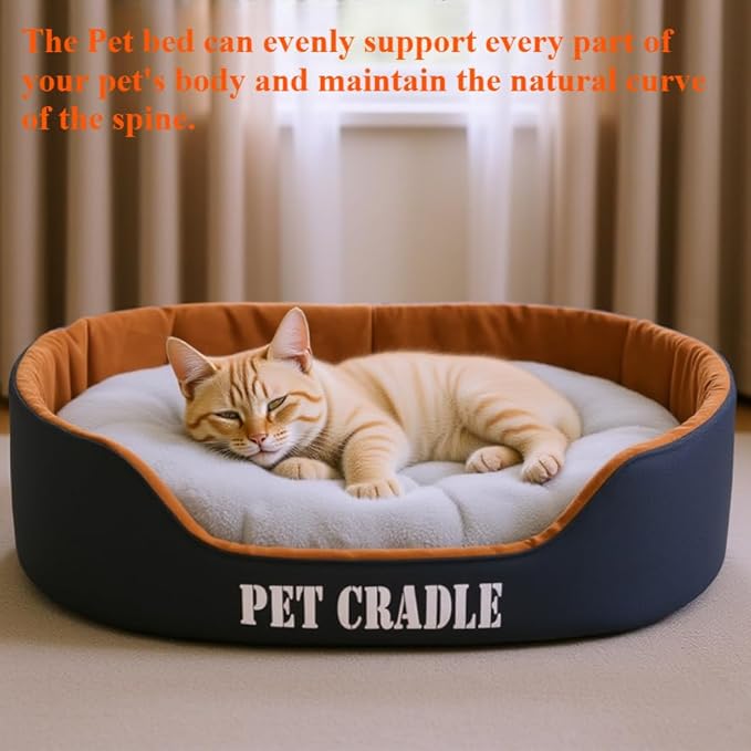 Dog Bed Orthopedic Dog Couch Bed, Waterproof Pet Bed with Removable Washable Mat & Non-Slip Bottom(Blue,23.62''X15.75'')