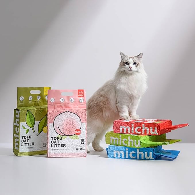 Tofu Cat Litter Natural Clumping Tofu Cat Litter, Fast Clumping and Easily Scoop-able 5.5lb/88oz 5 Scents - Ocean Fresh, 12 Pack