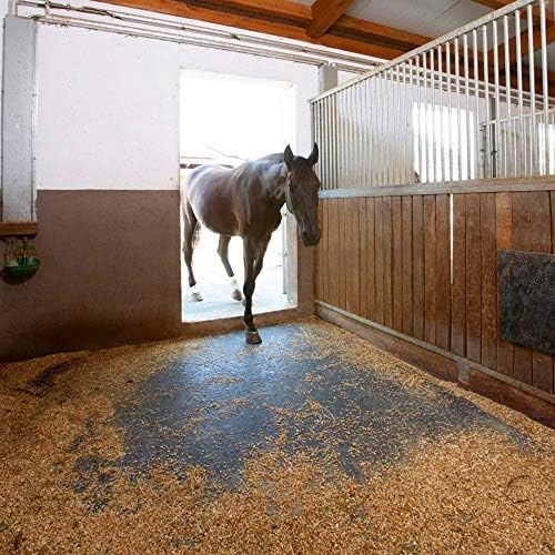 American Floor Mats - Heavy Duty Stall Tiles - Stable/Horse Tiles - Thick, Durable Rubber Flooring Solid Black 10' x 16' Set 3/8" Thick (40 Tiles Total)