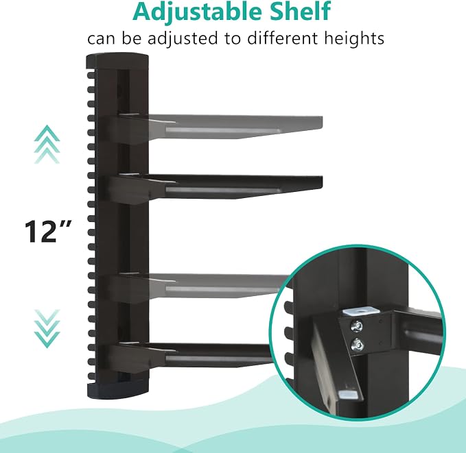 WALI Floating TV Shelf, 2 Tier Glass Projector Shelf