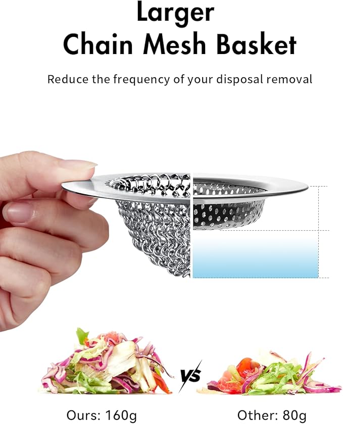 Wokdada Sink Drain Strainer, Reversible No Clog Mesh Kitchen Sink Drain Strainer, 304 Stainless Steel & Rust-Proof/Masterfully Handcrafted, Easy Clean, Dishwasher Safe, Fits Standard Sink Drain