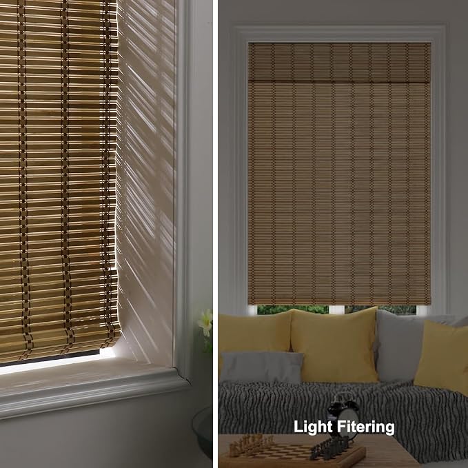 LUCKUP Cordless Roman Shades, Roll Up Bamboo Blinds