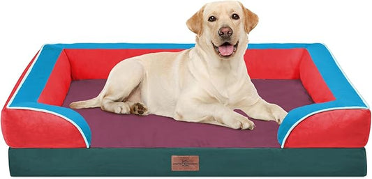 Comfort Expression Orthopedic Dog Bed for Extra Large Dogs 42x30 Inch, Waterproof Egg Crate Foam XL Pet Bed with Removable Bolsters, Dog Couch with Washable Cover & Non-Slip Bottom, San Francisco