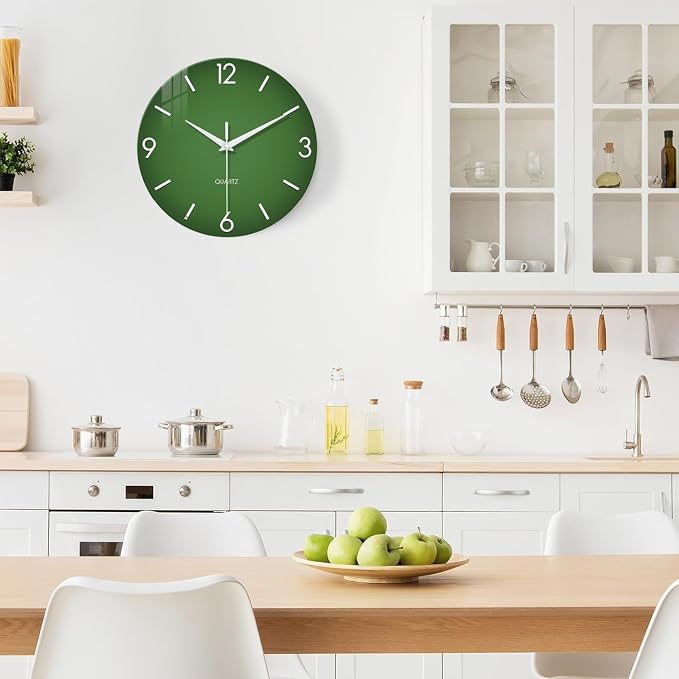 XFM Large Green Wall Clock 24 Inch Simple Wall Clock s Battery Operated Modern