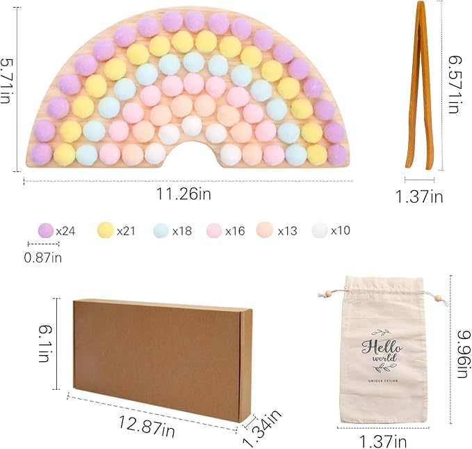 ibwaae Wooden Peg Board Beads Game Color Sorting Toys Counting Matching Game Bead Counting Fine Motor Skill Montessori Toys for Toddlers (Macaron Color)
