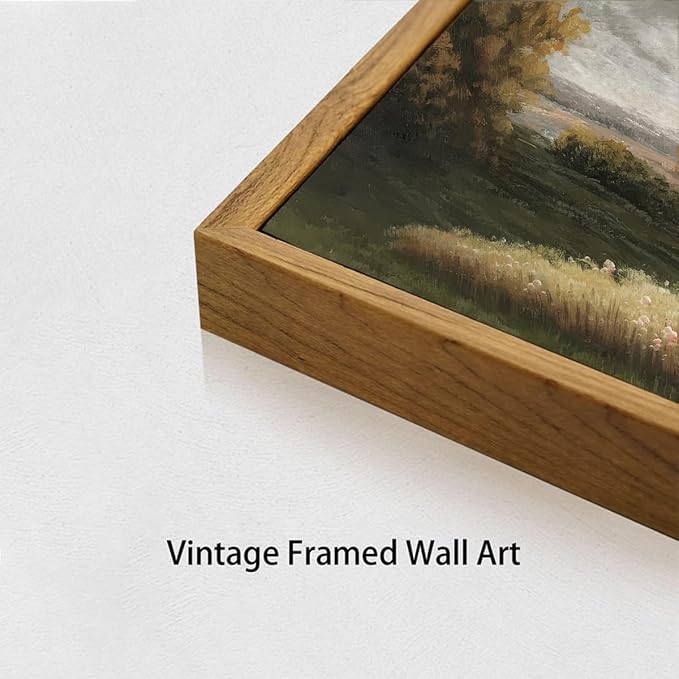 OIQArtOIQ Vintage Landscape Canvas Wall Art Framed Natural Scenery Painting
