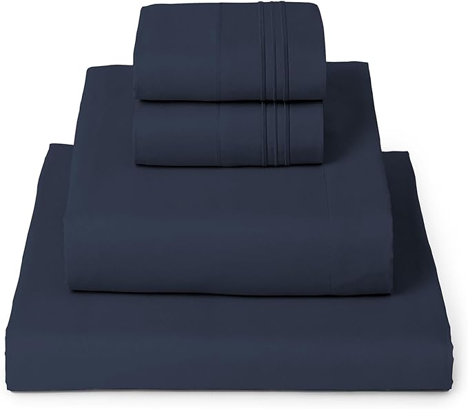 Mellanni Queen Sheets Set - 4 PC Iconic Collection Bedding - Hotel Luxury, Extra Soft, Cooling Bed Sheets - Wrinkle, Fade, Stain Resistant (Queen, Navy Blue)