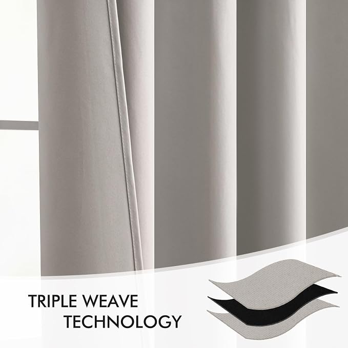 MIULEE Stone Back Tab Blackout Curtains 108 Inch Long 2 Panels Set