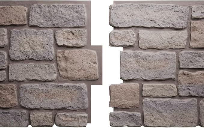 EverStone Cobblestone Faux Stone Panel, Harbor Mist Color