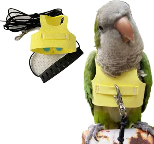 Bird Flight Harness Vest, Parrot Flight Suit with Leash for Parakeets Cockatiels Conures Budgies, Bird Flying Clothes with Rope and Handle for Outdoor Activities Training (S, Yellow)