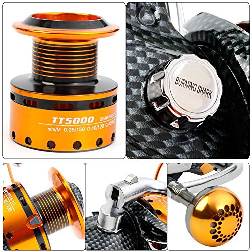 Burning Shark Fishing Reels- 12+1 BB, Light and Smooth Spinning Reels, Powerful Carbon Fiber Drag, Saltwater and Freshwater Fishing - size: TT3000