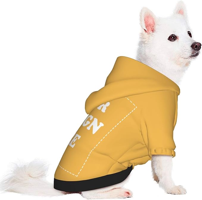 Dog Costume, Custom Dog Hoodie, Dog Name Costume Holiday Pet Pajamas Outfit, Personalized Pet Coat Costumes for Small Medium Large Dogs and Cats for Winter, Gold, XS