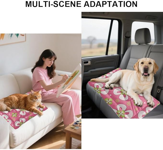 Pink Abstract Floral Dog Beds and Furniture Small Dog Crate Mat Pad for Crate Washable Beds Washable Non-Slip for Medium Dogs Bed Pet Mat Doggy Medium Dogs Indoor Outdoor 36X24 Inch