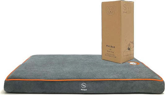 Hard-Wearing Orthopedic Dog Bed for Crate, 23x16 Inch, Made of Memory and HR Foam, Two-Sided Use, Providing Soft and Relatively Hard Support, with an Extra Inner Waterproof Protector (Gray)