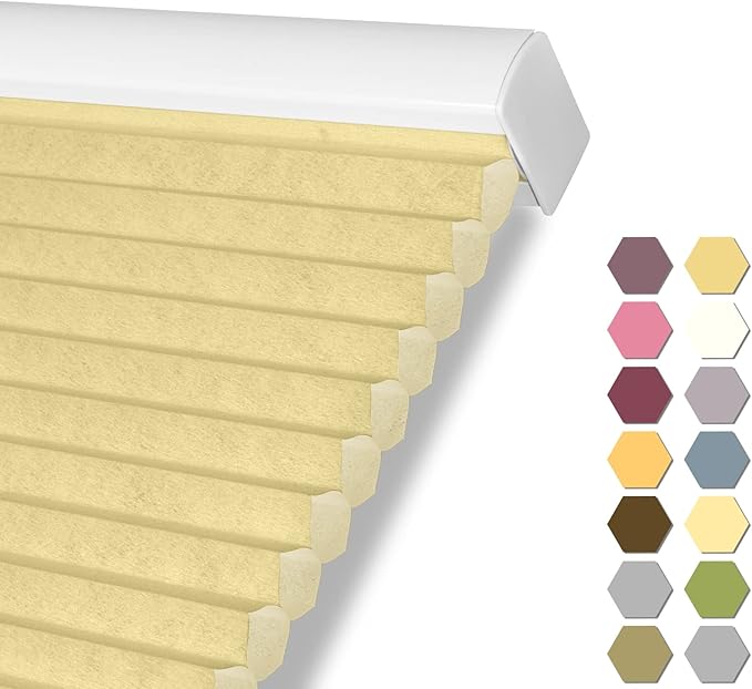 Persilux Light Filtering Cellular Shades Cordless Honeycomb Window Shades Bottom Up Dirt Proof Privacy Window Blinds for Windows, Bedroom and Living Room, Beige, 90" W x 38" H