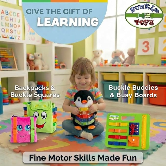 Buckle Toys - Bella Square - Learning Activity Toy - Develop Motor Skills and Problem Solving - Easy Travel Toy Perfect Car Travel Accessories for Long Trips (Pack of 2)