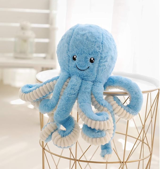 Fluffy Octopus Stuffed Animal Hugging Pillow Plush Toys Doll Blue,15.7Inch | Sweet Smile Face | 8 Springy Tentacles | No Loose Parts | Machine-wash | Safe Polyester Fill | Sturdy Stitched | Ideal Gift