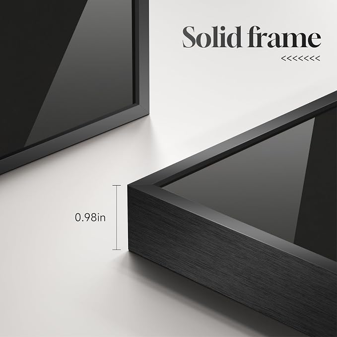 Framed Modern Black and White Abstract Wall Art, Large Contemporary Elegant