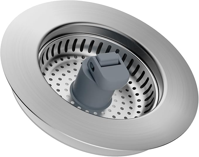 Hibbent 3 in 1 Kitchen Sink Drain Strainer, Stainless Steel Drain Stopper Combo, Pop Up Sink Stopper, Anti-Clogging Metal Basket Strainer with Handle for US Standard 3-1/2" Drain