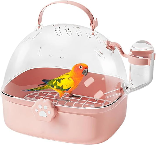 Bird Travel Carrier | Portable Hamster Cage with Water Bottle | Pet Bird Carrying Supplies Spacious Design for Sparrow Macaws Conures Chinchillas Budgies Cockatiels Parakeet Hedgehog